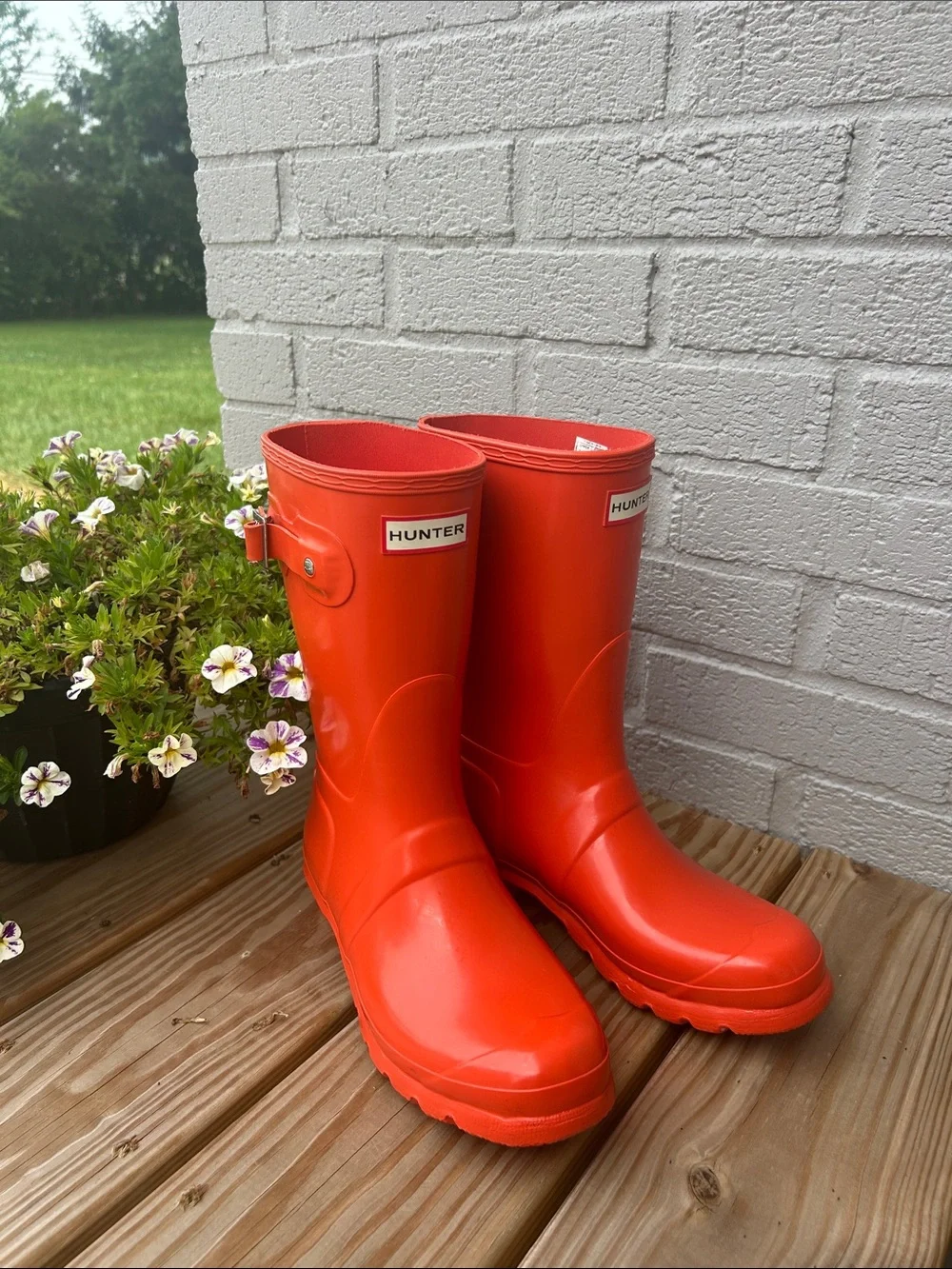 Hunter Original Short Gloss Orange Boots